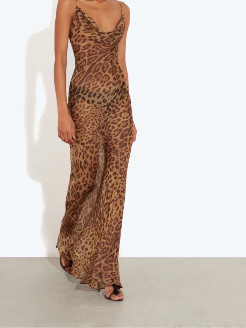 RAT & BOA Leopard Print Slip Maxi Dress in Brown